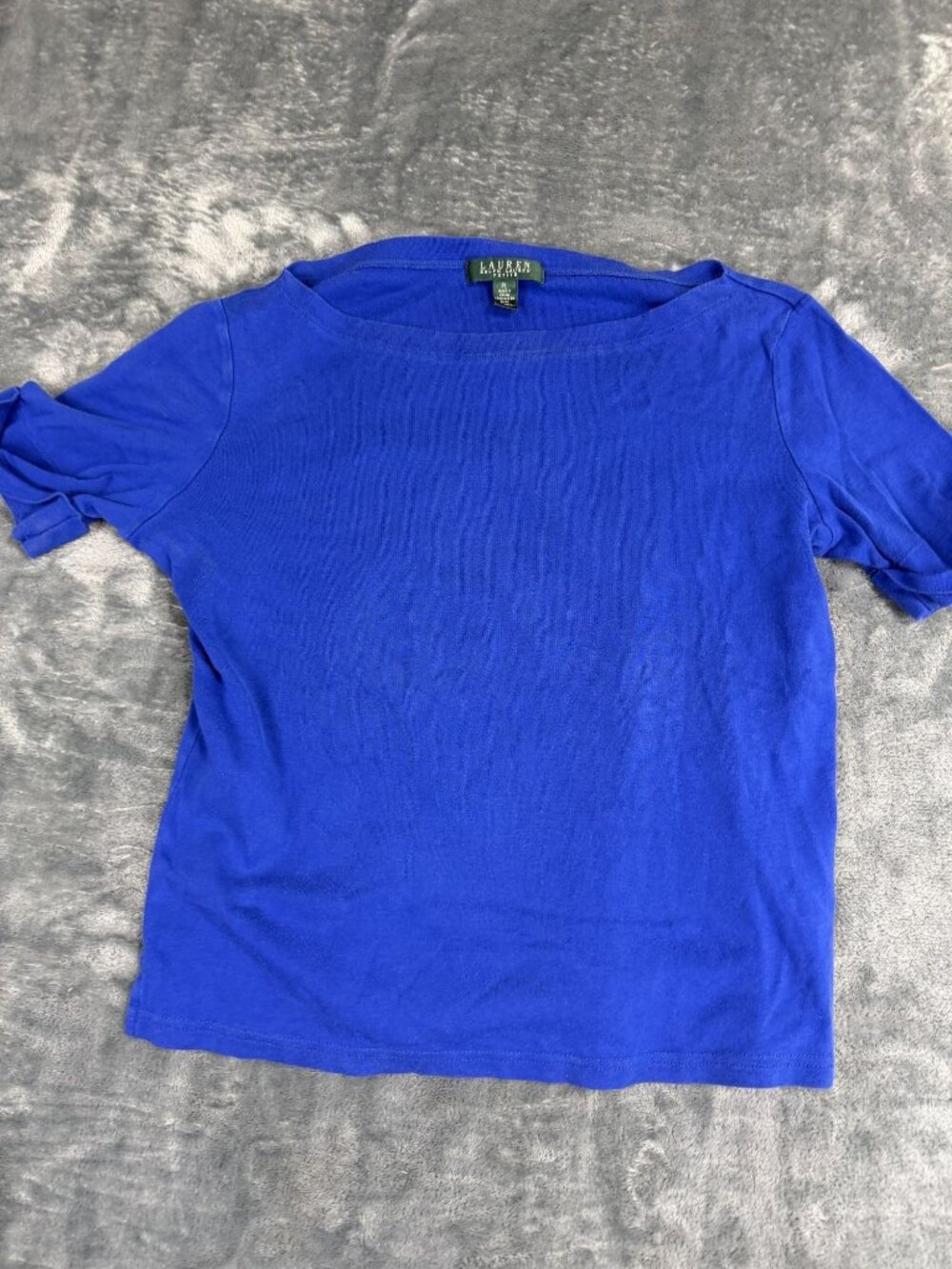 Lauren Ralph Lauren Womens Blue Petite Short Sleeve T-Shirt PL